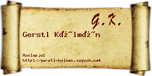 Gerstl Kálmán névjegykártya